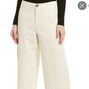 Vince Linen Blend Cream Cropped Wide Leg Pants